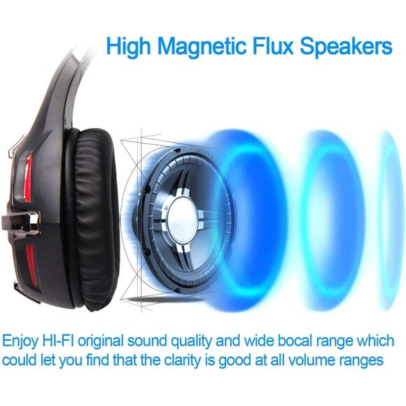 NIB- Letton L3 Gaming Headset Black/Red Multimedia Stereo Headphones - Picture 11 of 11